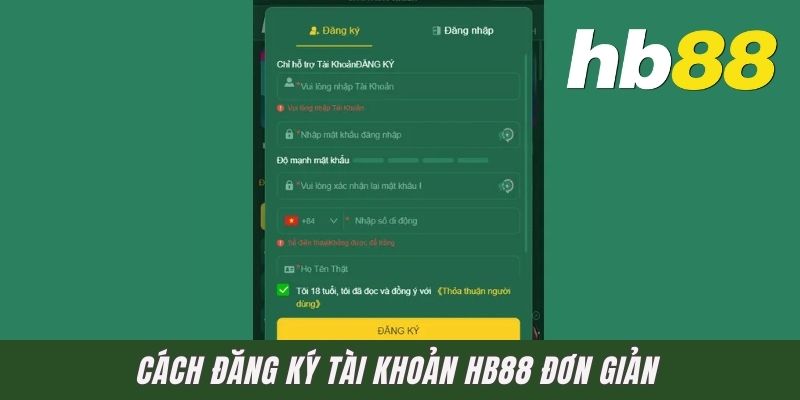 Cách đăng ký tài khoản HB88 đơn giản